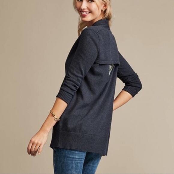 CAbi Viactoria Back Cutout Navy Sweater - Picture 1 of 8